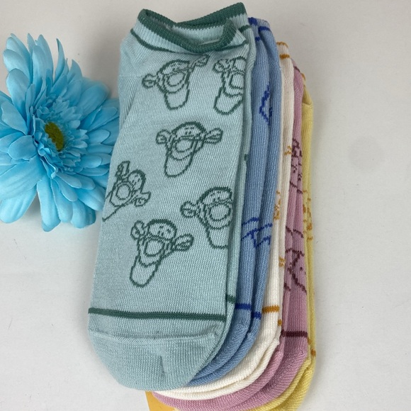 Winnie the Pooh no show socks 5 set, Eeyore Pooh Tigger Piglet & Bees NEW - Picture 8 of 11